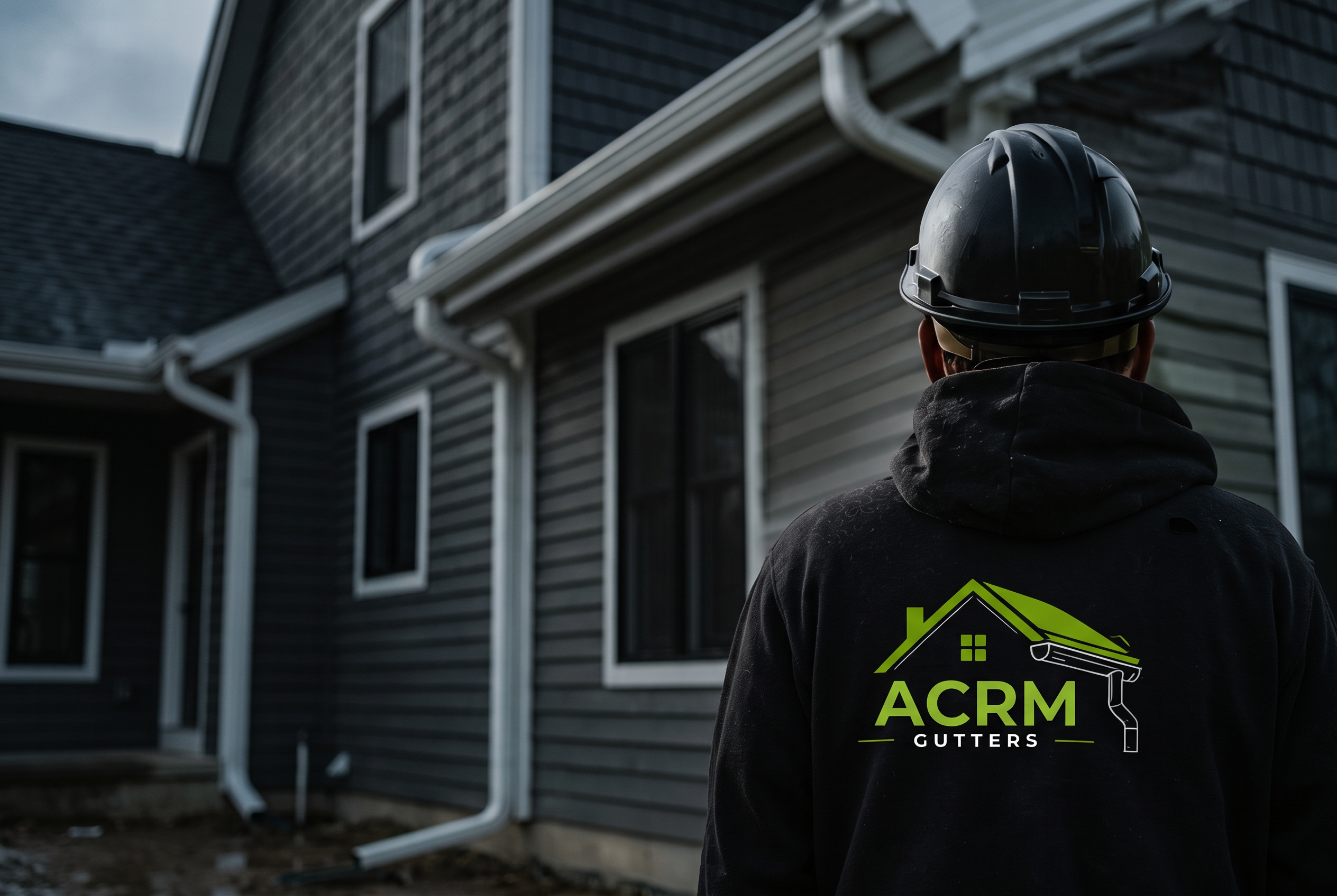 ACRM Gutters technician installing a seamless gutter on a Charleston home
